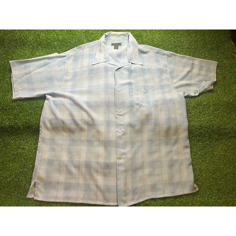 Bazzi Men’s 4XL Light Blue Textured Weave Short Sleeve Button Front Shirt
